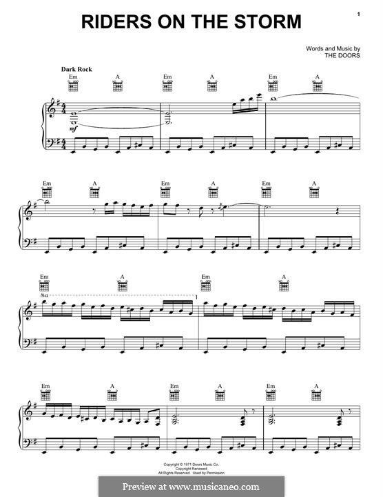 Riders On The Storm: For voice and piano (or guitar) by The Doors
