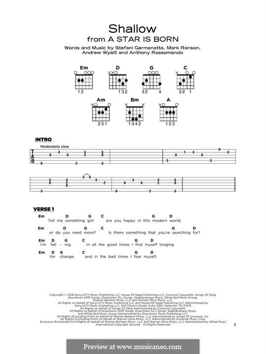 Vocal-instrumental Version (Shallow (from A Star is Born) Lady Gaga \u0026  Bradley Cooper) by A. Wyatt, A. Rossomando, M. Ronson, S. Germanotta on  MusicaNeo