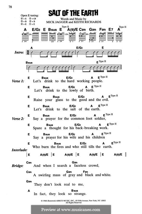 Salt Of The Earth (The Rolling Stones): For guitar by Keith Richards