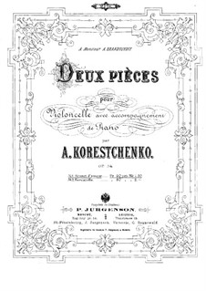 Two Pieces for Cello and Piano, Op.34: Score by Arseny Koreshchenko