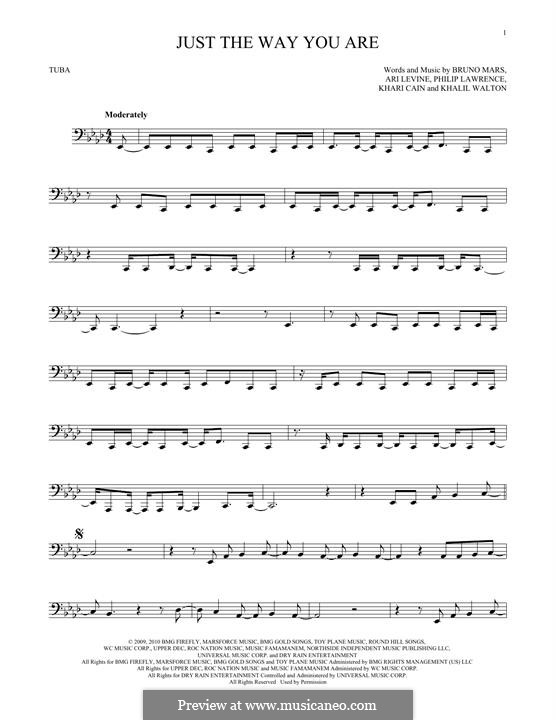 Instrumental version: For tuba by Ari Levine, Khalil Walton, Khari Cain, Bruno Mars, Philip Lawrence