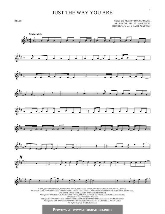 Instrumental version: For glockenspiel by Ari Levine, Khalil Walton, Khari Cain, Bruno Mars, Philip Lawrence