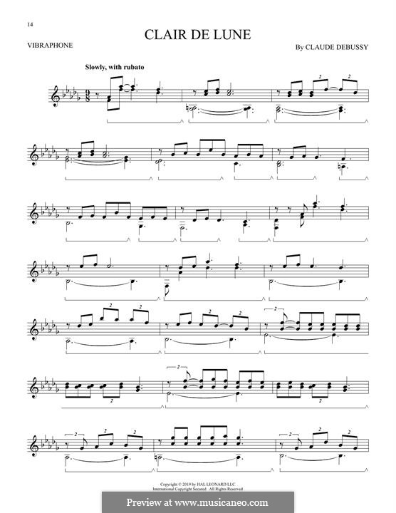 No.3 Clair de lune: For vibraphone by Claude Debussy