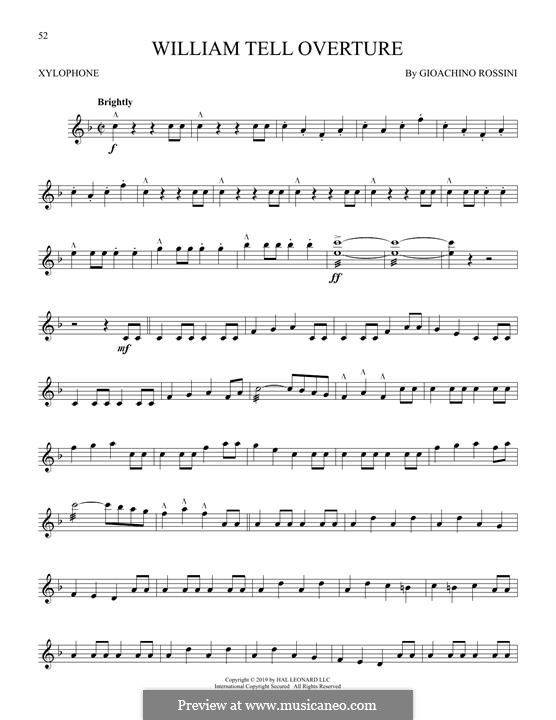 Overture (Printable Scores): For xylophone by Gioacchino Rossini