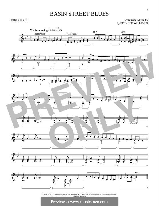 Basin Street Blues (Louis Armstrong): For vibraphone by Spencer Williams