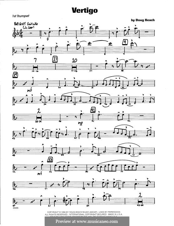 Vertigo: 1st Bb Trumpet part by Doug Beach