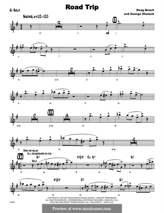 Road Trip: Solo Sheet - Alto Sax part by Doug Beach, George Shutack