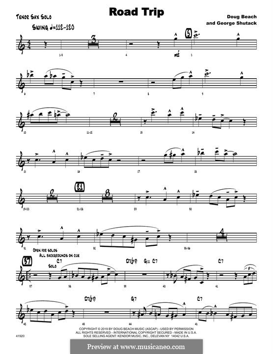 Road Trip: Solo Sheet - Tenor Sax part by Doug Beach, George Shutack