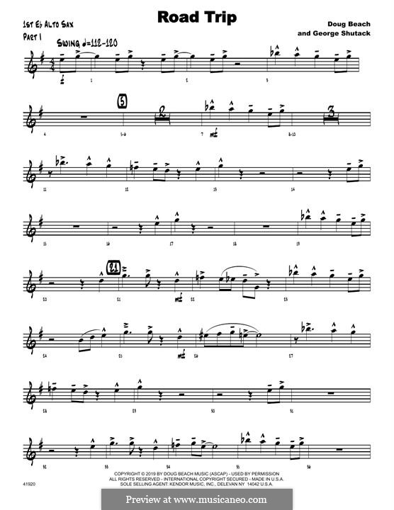 Road Trip: 1st Eb Alto Saxophone part by Doug Beach, George Shutack