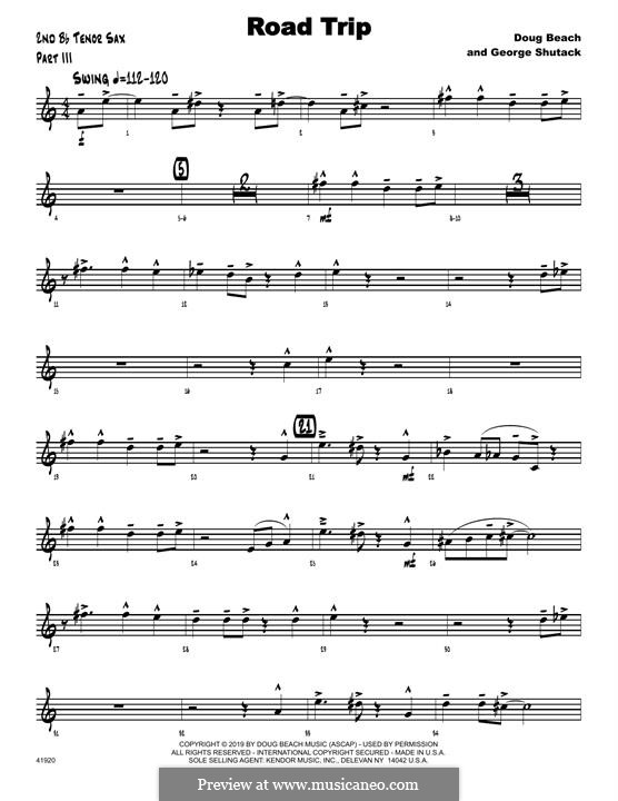 Road Trip: 2nd Bb Tenor Saxophone part by Doug Beach, George Shutack