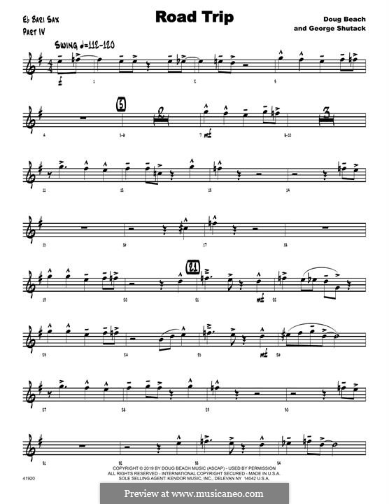 Road Trip: Eb Baritone Saxophone part by Doug Beach, George Shutack