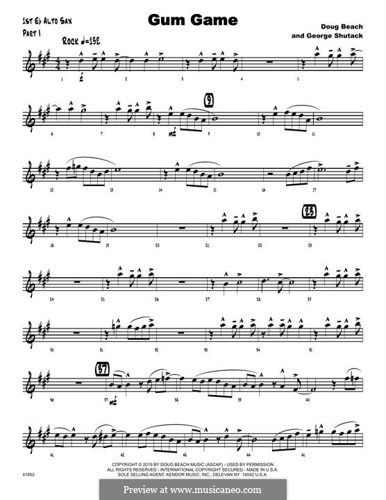 Gum Game: 1st Eb Alto Saxophone part by Doug Beach, George Shutack