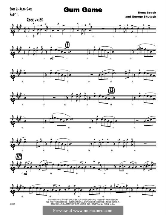 Gum Game: 2nd Eb Alto Saxophone part by Doug Beach, George Shutack