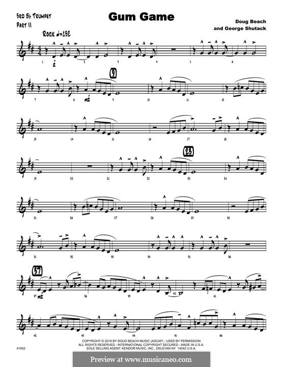 Gum Game: 3rd Bb Trumpet part by Doug Beach, George Shutack