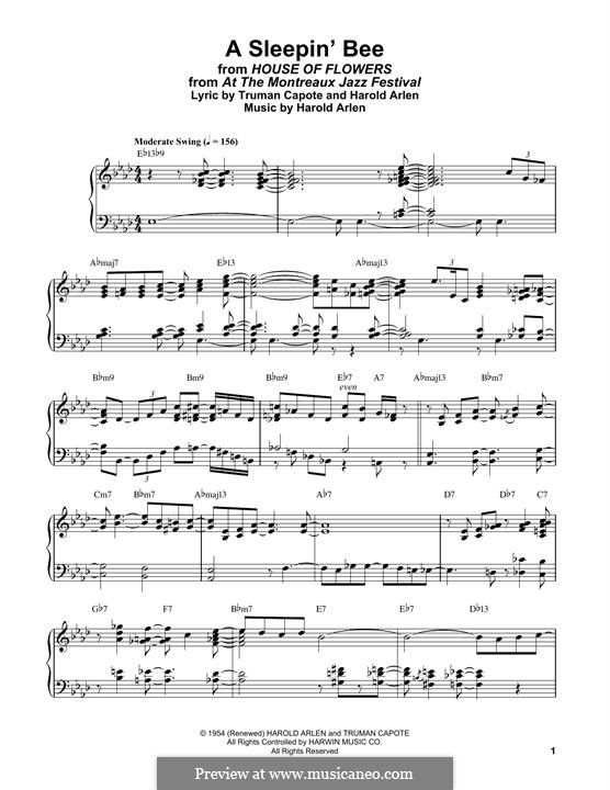 A Sleepin' Bee: For easy piano by Harold Arlen