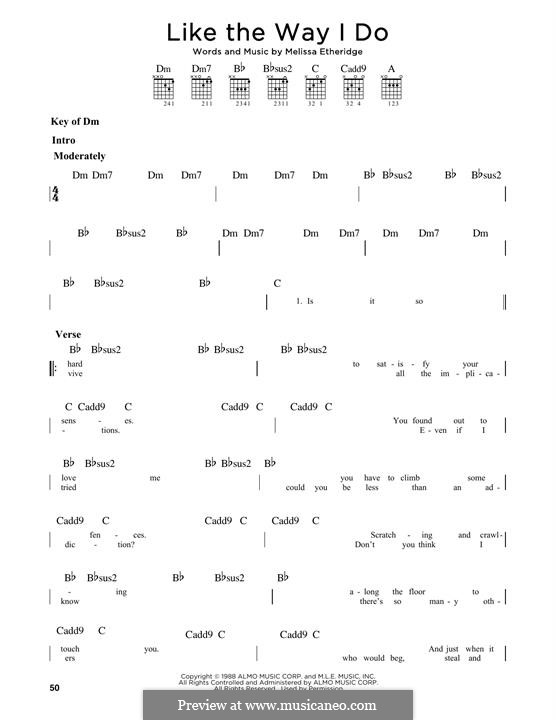 Like the Way I Do: For guitar by Melissa Etheridge