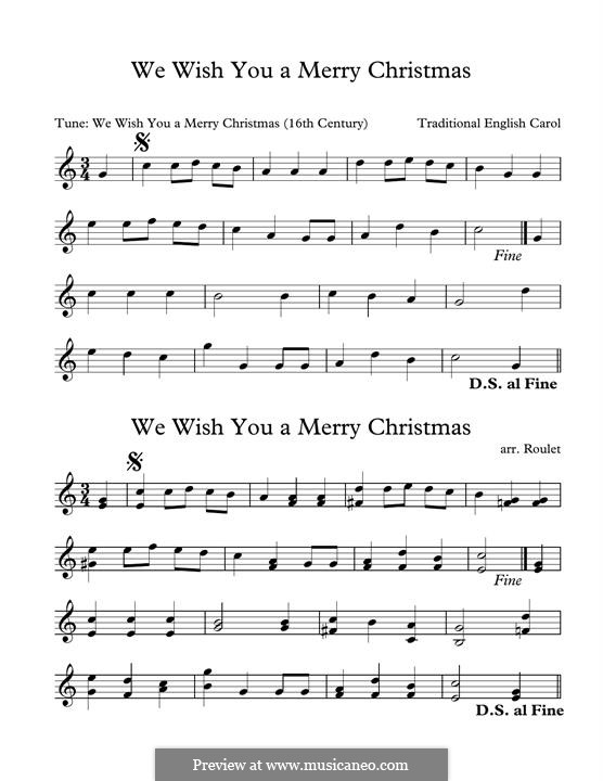 We Wish You a Merry Christmas (Printable Scores): For marimba by folklore