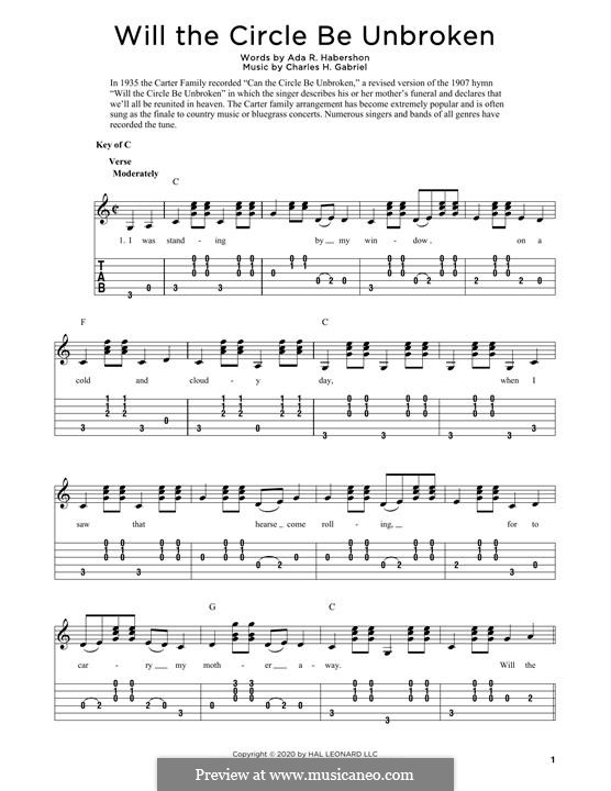 Will the Circle Be Unbroken: For guitar by Charles Hutchinson Gabriel