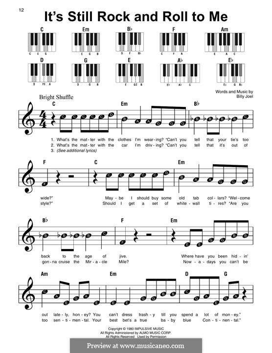 It's Still Rock and Roll to Me: For easy piano by Billy Joel