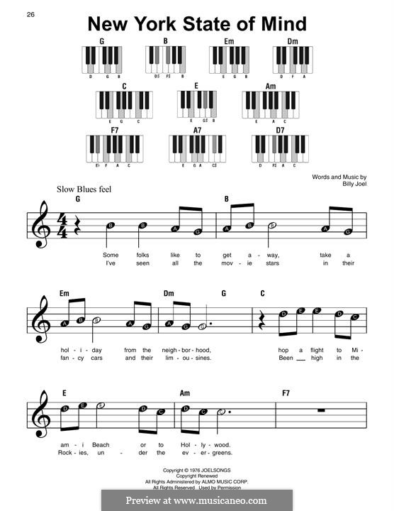 New York State of Mind: For easy piano by Billy Joel