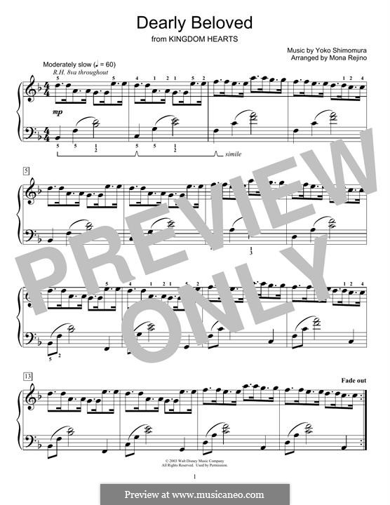 Dearly Beloved (from Kingdom Hearts): For piano by Yoko Shimomura