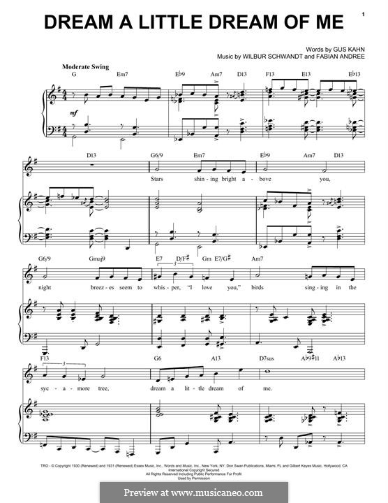Dream a Little Dream of Me: For voice and piano (jazz version) by Fabian Andre, Wilbur Schwandt