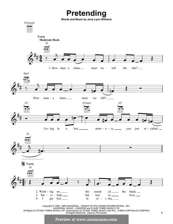 Pretending (Eric Clapton) by J.L. Williams - sheet music on MusicaNeo