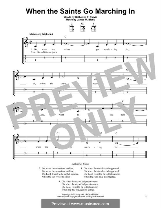 When the Saints Go Marching In: For ukulele by James Milton Black