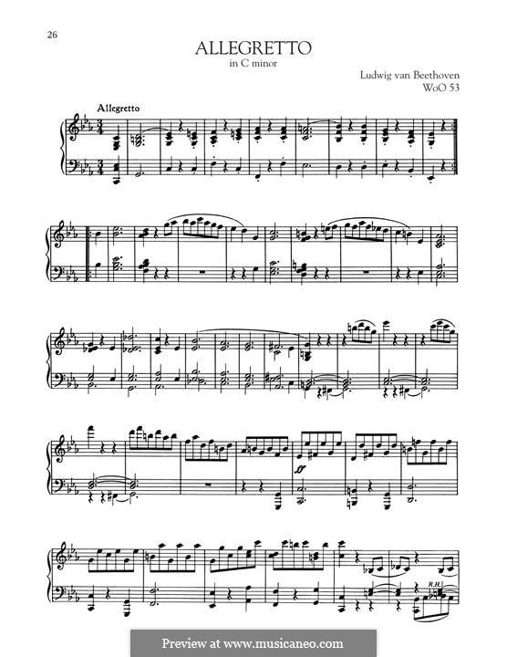 Allegretto in C Minor, WoO 53: For piano by Ludwig van Beethoven