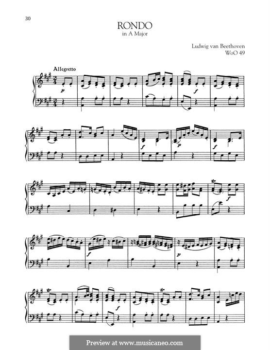 Rondo in A Major, WoO 49: For piano by Ludwig van Beethoven