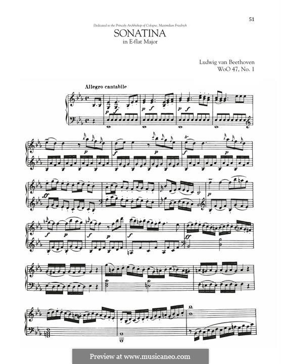 Three Sonatinas for Piano, WoO 47: Sonatina No.1 in E Flat Major by Ludwig van Beethoven