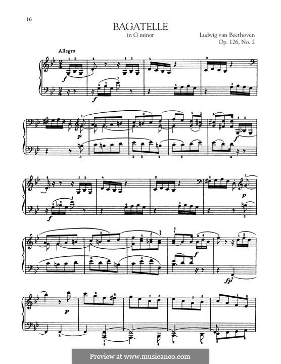 Six Bagatelles for Piano, Op.126: Bagatelle No.2 by Ludwig van Beethoven