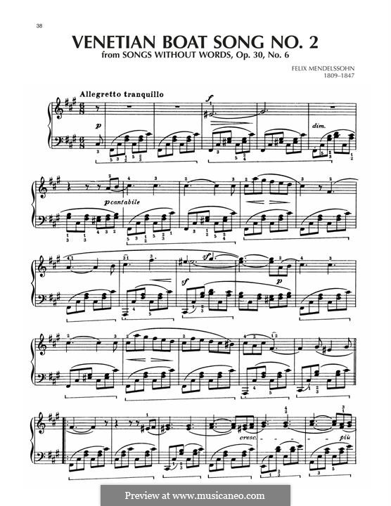 Songs without Words, Op.30: No.6 Allegretto tranquillo by Felix Mendelssohn-Bartholdy