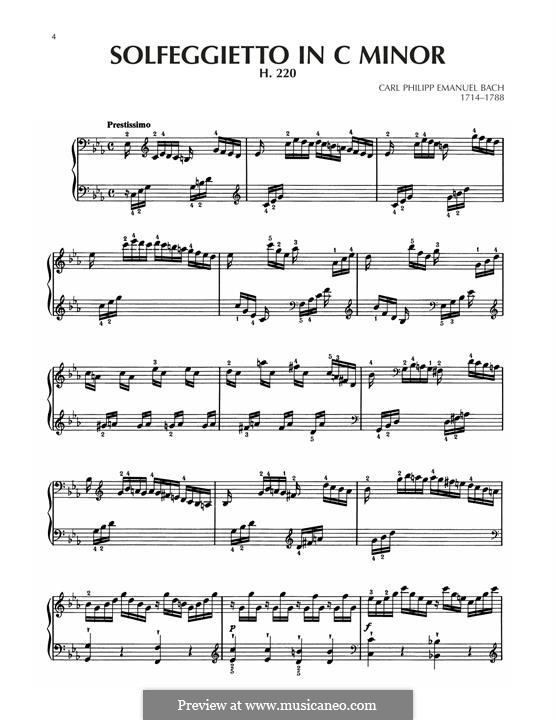 Solfeggietto, H 220 Wq 117:2: For piano by Carl Philipp Emanuel Bach