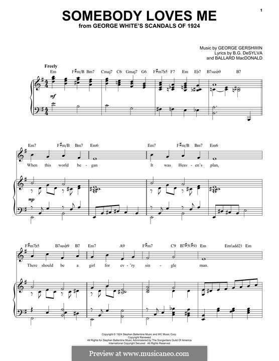 Somebody Loves Me by G. Gershwin - sheet music on MusicaNeo