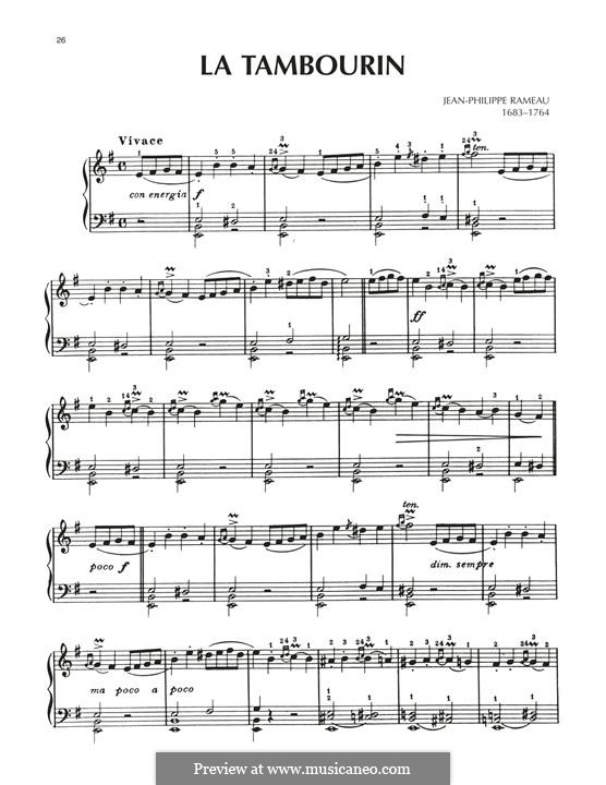 Harpsichord Suite in E Minor, RCT 2: Tambourin, for piano by Jean-Philippe Rameau