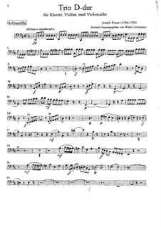 Piano Trio in D Major, VB 171: Cello part by Joseph Martin Kraus