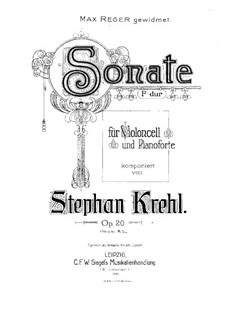 Sonata for Cello and Piano in F Major, Op.20: Score by Stephan Krehl