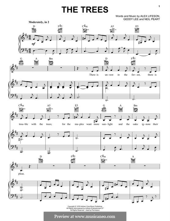 The Trees (Rush) by A. Lifeson, G. Lee sheet music on MusicaNeo