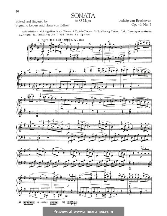 Sonata for Piano No.20, Op.49 No.2: For a single performer by Ludwig van Beethoven