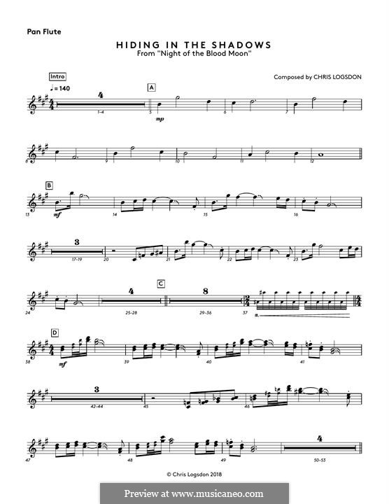 Hiding in the Shadows (from Night of the Blood Moon): Pan Flute part by Chris Logsdon