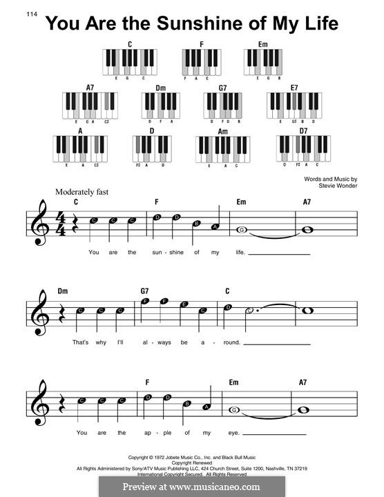 You Are The Sunshine Of My Life By S Wonder Sheet Music On Musicaneo You Are The Sunshine Of My Life By S Wonder Sheet Music On Musicaneo