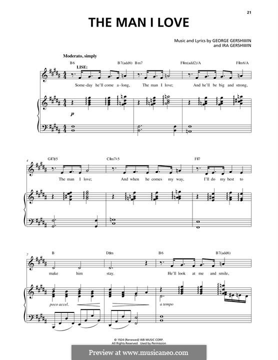 The Man I Love: For voice and piano by George Gershwin