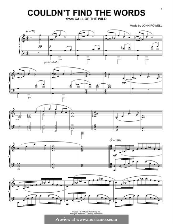 Couldn't Find The Words (from The Call Of The Wild): Couldn't Find The Words (from The Call Of The Wild) by John Powell