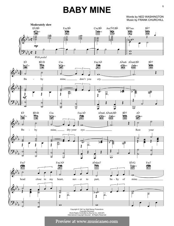Baby Mine (from Walt Disney's Dumbo): For voice and piano by Frank Churchill