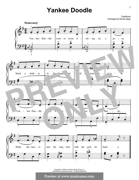 Yankee Doodle: For piano by folklore