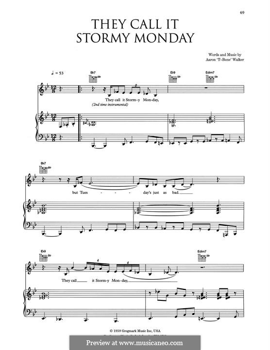 (They Call It) Stormy Monday (Stormy Monday Blues): For voice and piano or guitar (Eva Cassidy) by T-Bone Walker