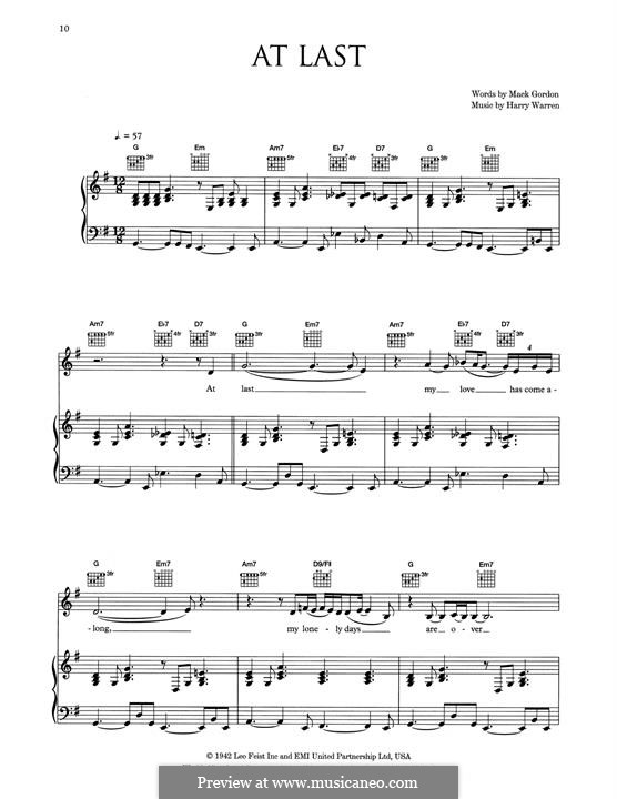 At Last Chart Etta James At Last Guitar Chords
