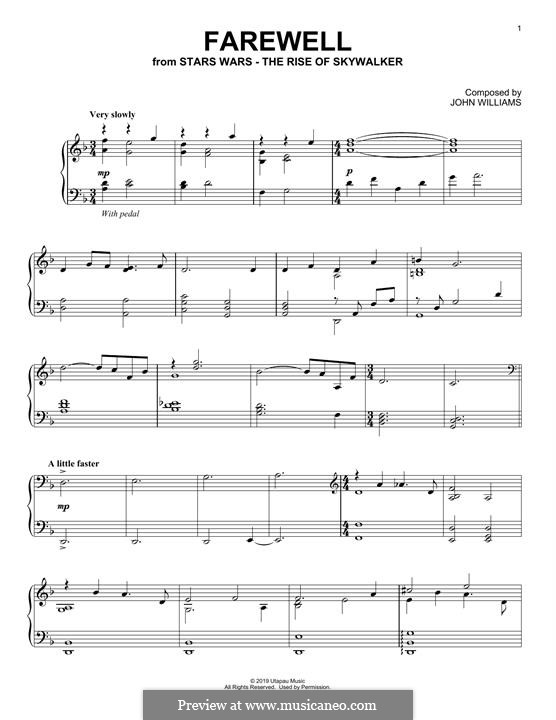 Farewell (from The Rise Of Skywalker): For piano by John Williams