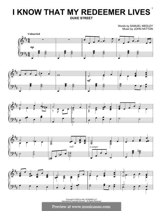 I Know That My Redeemer Lives: For piano by John Liptrot Hatton